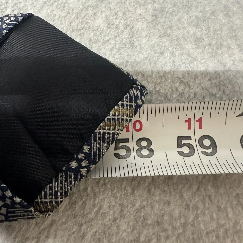Oleg Cassini Tie Mens‎ One Size Navy Gold Geometric Italian Fabric Made in USA